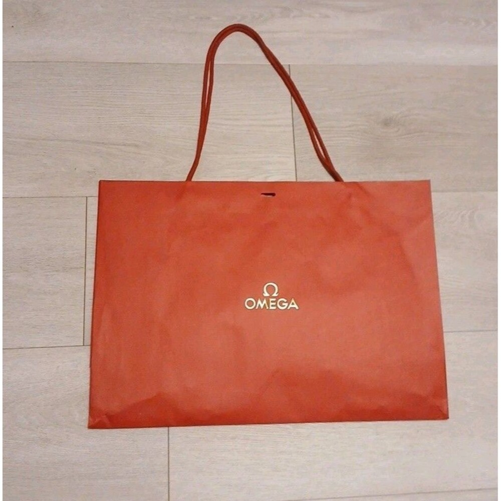 Omega Watch Genuine Retail Paper  Shopping Bag Large Used 20½ x 14½ Red
